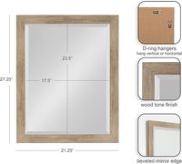 Specchio da Parete Moderno in Legno HuaJia, 12x24" 12x36" 12x47" 12x59", Cornice Orizzontale/Verticale, Ecologico