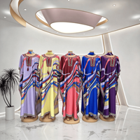 Robe Boubou Tendance pour Femme Africaine – Robes de Soirée Élégantes pour Femmes Grandes Tailles avec Foulard