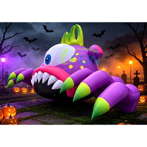 Monstre <span class=keywords><strong>gonflable</strong></span> violet à un œil pour Halloween, décoration de toit, avec éclairage LED, en tissu Oxford, monstre <span class=keywords><strong>gonflable</strong></span> grimpeur de bâtiment - Product Image 2