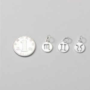 Ciondolo Rotondo Cavo con 12 Segni Zodiacali in <span class=keywords><strong>Argento</strong></span> Sterling <span class=keywords><strong>925</strong></span> per Creazione di Gioielli - Product Image 4