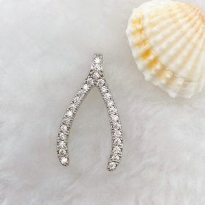 Collar con Colgante en Forma de <span class=keywords><strong>Y</strong></span> de Plata <span class=keywords><strong>y</strong></span> Oro con Circonitas Pavé CZ Únicas, Joyería de Hueso de la Suerte para Mujer, Precio al por Mayor - Product Image 5
