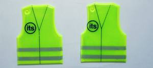 Riflettore pedonale portachiavi riflettente QR in pvc a forma di gilet di sicurezza personalizzato, portachiavi riflettente di sicurezza proteggi il regalo - Product Image 3