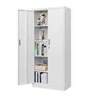 Armario de Almacenamiento Metálico para Garaje con 2 Puertas y 4 Estantes Ajustables, Archivador de Acero con Cerradura para Oficina, Garaje, Gimnasio