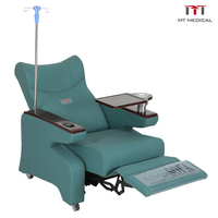 Sofá de Infusión de Cuero PU Anticorrosión para Hospital MT con Soporte Intravenoso Telescópico y Portavasos Circular
