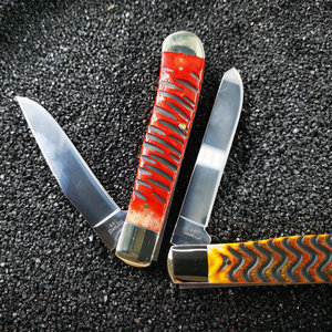 Camping <b>Knife</b> Twin-blade Customizable OEM Grade DIY Pocket <b>Knife</b> Razor-Sharp Stainless Steel Blade 3.0mm Thickness Steel <b>Handle</b> - Product Image 4