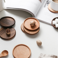 Logo personnalisé sous-verres en bois de noyer noir thé tasse à café napperons décor isolation tasse tapis ménage carré rond boisson tapis