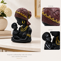 Statue africaine noire mère et enfant, décoration pour la fête des mères, décoration de salon, figurine tribale exotique en résine