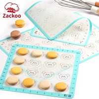 Tapis de cuisson en silicone avec mesures pour four, coloré, antiadhésif, réutilisable, pour faire des macarons, des biscuits, des pâtisseries