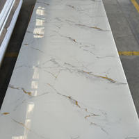 Panneau mural en PVC effet marbre brillant UV, imperméable, pour décoration intérieure