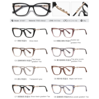 Lunettes anti-lumière bleue pour femmes MS 81687, monture œil de chat, branches élégantes incrustées de triple strass, finition polie, lunettes de mode