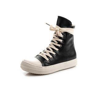 Scarpe Casual da <span class=keywords><strong>donna</strong></span> in pelle sintetica con lacci alla caviglia da <span class=keywords><strong>donna</strong></span> Sneaker Zip Hip Hop Streetwear scarpe da ginnastica nere - Product Image 6