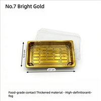 Boîte à sushi japonaise élégante en feuille d'or luxueuse avec couvercle transparent, plateau rectangulaire pour hôtel, restaurant, traiteur et emballage de sucre