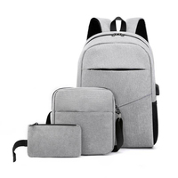 Sac à dos d'affaires USB pour ordinateur portable, sac à bandoulière en nylon pour homme, 3 pièces, prix d'usine, tendance