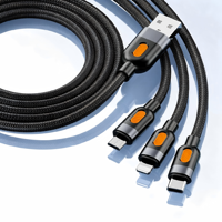 Câble de charge micro USB type C 3 en 1 de qualité supérieure, câble de charge USB multi-ports en nylon tressé pour téléphones mobiles