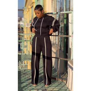 ZHEZHE модная Осенняя уличная одежда для женщин, продавец одежды, длинный рукав, топ с капюшоном и брюки, комплект из 2 предметов - Product Image 4