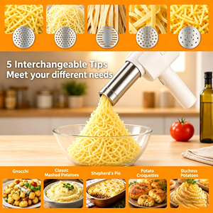 Machine à pâtes électrique sans fil 5-en-1, presse-purée rechargeable et poussoir à saucisses, facile à nettoyer pour pâtes maison et aliments pour bébés - Product Image 6