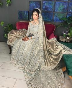 ATIYA LIBAS mujeres tradicional indio/paquistaní nupcial Lehenga Choli pesado Zardozi bordado acetato Material hasta el suelo para - Product Image 3