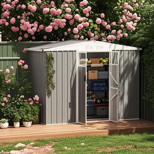 EG0804-H160 <span class=keywords><strong>Caseta</strong></span> de Almacenamiento Metálica para Jardín, Cobertizo de Almacenamiento Exterior, Cobertizo de Acero para Patio Trasero, Cobertizo con Estructura de Acero - Venta Directa de Fábrica - Product Image 4