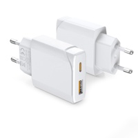 Cargador de Pared USB-A Tipo-C Ultrafino HNT OEM/ODM PD de 20 W, Adaptador de Corriente Portátil de Carga Rápida para MacBook y Samsung con Enchufe Europeo