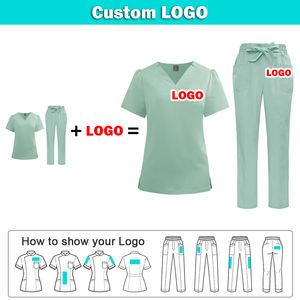 Tenues d'infirmière personnalisées avec logo, à séchage rapide, en couleur unie, vêtements de travail pour hôpital, salon de beauté, spa, club, vêtements de travail pour le lavage des mains - Product Image 2