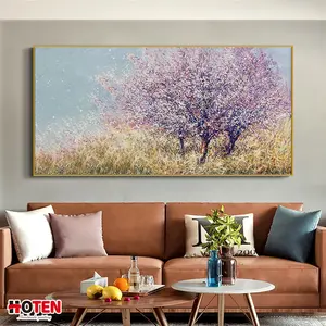 Lukisan minyak Sakura pohon bunga Sakura lukisan minyak karya seni lukisan seni di atas kanvas untuk gambar seni dinding