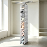 Organisateur de placard suspendu en tissu non tissé épaissi, classique, 10 étagères, sac de rangement multicouche pour sous-vêtements et chaussettes, vente en gros