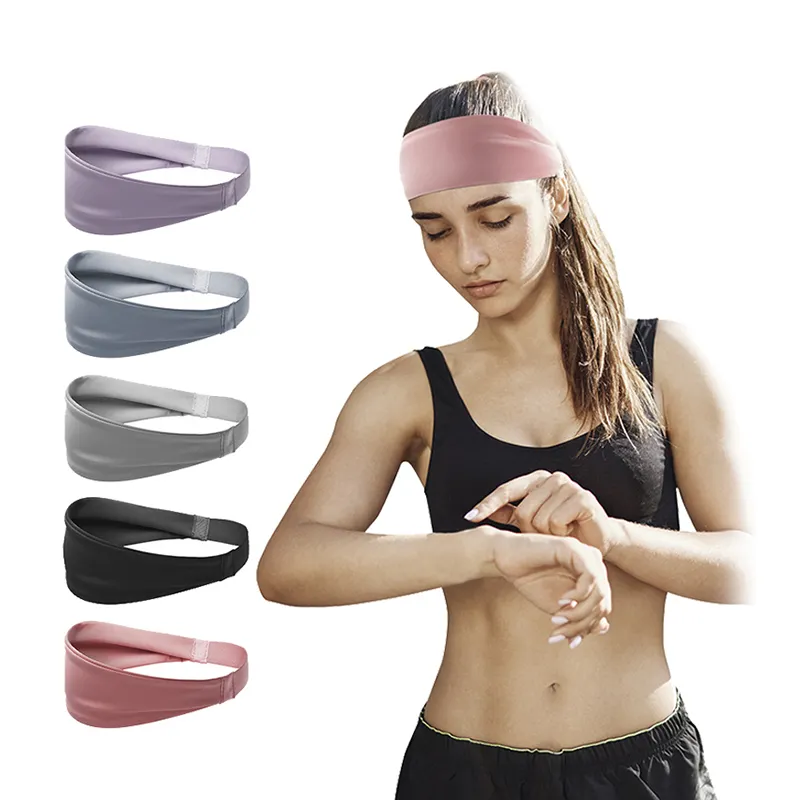 Mais barato nylon anti-suor fantasia caras magros sweatband treino ginásio planície ioga elástico headband