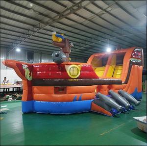 Château gonflable combiné toboggan aquatique et sec commercial, château gonflable pirate, château gonflable pour enfants - Product Image 1