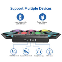 Ensemble de batterie électrique pliable en silicone E USB Mini ensemble de batterie musicale pour enfants Kit de batterie électronique portable enroulable à la main