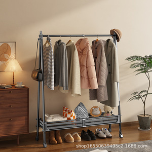 Clothing Organizer Floor Standing <b>Clothes</b> <b>Rack</b> Single Bar Foldable Extendable Mobile Indoor Home Use Rectangle Shape - Product Image 1