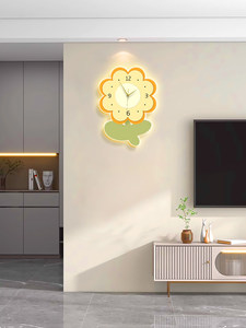 <span class=keywords><strong>Horloge</strong></span> murale créative électrique en MDF, style crème, avec motifs floraux et dessins animés, éclairée par LED, pour salon et <span class=keywords><strong>fond</strong></span> de télévision - Product Image 5