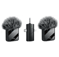 Microphone sans fil portable F11-2 3-en-1 avec réduction de bruit, mini micro-cravate sans fil double