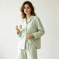 Ensemble de pyjamas pour femmes de qualité supérieure, style imprimé à carreaux, ensemble de détente pour femmes, fabricant ODM, certifié BSCI