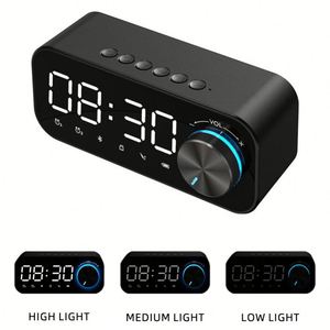 <b>Bluetooth</b> <b>Speaker</b> with <b>LED</b> Digital Alarm Clock & Night Light - Portable Wireless Stereo Sound System for Home and Travel - Product Image 2