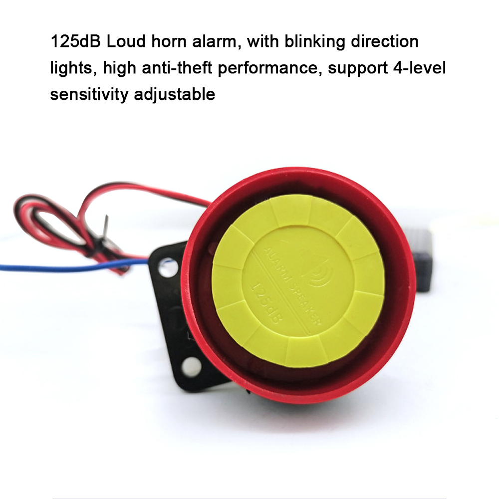 Alarme Moto Antivol 125 DB 12V Universelle – Sirène Puissante, Télécommande 4 Boutons, Démarrage Bloqué