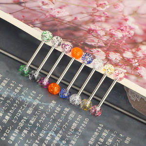 แหวนลิ้นแบบเม็ดทำจากอะคริลิคผสมสแตนเลสเจาะลิ้นแบบแท่งเจาะเครื่องประดับรูปหัวกะโหลกดอกไม้หัวใจเครื่องประดับร่างกายสตั๊ด - Product Image 5