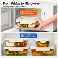 Boîte à lunch en verre borosilicate de haute qualité avec couvercle en plastique, empilable, anti-fuite, pour le stockage des aliments, saine, compatible micro-ondes et four