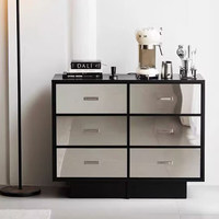 Commode de rangement murale moderne de luxe léger en bois massif avec miroir pour entrée, chambre, salon, bar à domicile (5+ tiroirs)