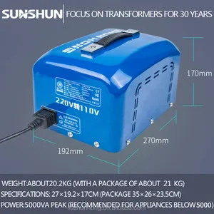 Shunhong5000w降圧変圧器220vから110v5kvaエアコン用トロイダル電圧変換5000va純銅120240