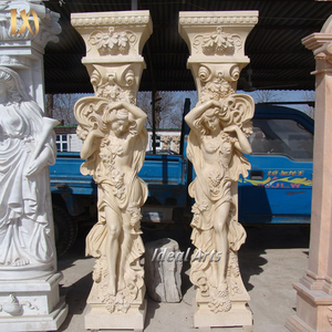 Ideal Arts Décoratif pierre sculptée à la main blanc romain homme nu <span class=keywords><strong>statue</strong></span> en marbre porte en pierre colonne <span class=keywords><strong>pilier</strong></span> design à vendre - Product Image 6