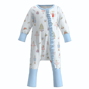 Conjunto de 2 Piezas Personalizado para Bebés Niñas, Lindo Estampado Navideño, Manga Larga, Pantalones, Vestido, Ropa para Niños - Product Image 5