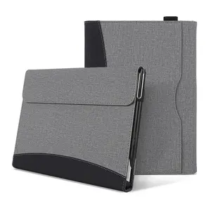 Capa de tablet de textura à prova de choque, capas de tablet de couro pu de microfibra forro inteligente flip para microsoft superfície pro 5/6/7/8/9