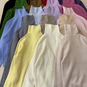 Sweater Rajut Panjang Wanita Kasual Korea dengan Kerah Tinggi, Teknik Bordir Setengah Polos, Ukuran Plus. - Product Image 1