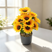 Bouquet de tournesols artificiels, tige de tournesol artificielle, faux tournesol réaliste pour la décoration de la maison, des mariages et des fêtes, pot non inclus