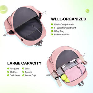 Bolsa de Tenis Impermeable para Mujer, Bandolera, Mochila Cruzada, Construcción de Poliéster, con Capacidad para 2 Raquetas de Pickleball - Product Image 4