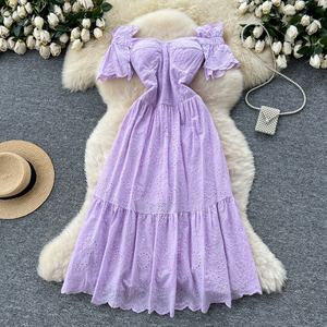 Nuovo stile coreano abito floreale con ricami in pizzo a maniche corte stile stile stile <span class=keywords><strong>donna</strong></span> <span class=keywords><strong>abbigliamento</strong></span> romantico - Product Image 4