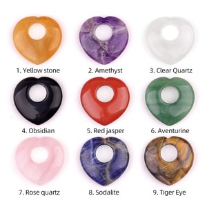 Pietra preziosa naturale cristallo curativo 40mm foro eccentrico amore cuore a forma di ciondolo in pietra per la creazione di <span class=keywords><strong>gioielli</strong></span> collana - Product Image 2