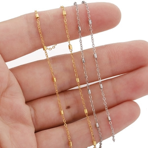 Cadena en forma de O de acero inoxidable chapada en oro de 18k de 2 mm, cadena apilable para accesorios de cabello DIY y material de confección de ropa. - Product Image 3
