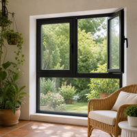 Ventana de Doble Hoja con Rotura de Puente Térmico de Aluminio, Perfil Múltiple, Sellada, Tamaño Personalizado OEM, en Stock, Entrega Rápida, Venta al por Mayor