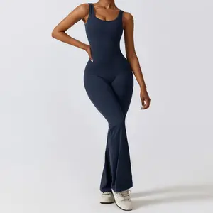 Schlussverkauf sexy gewölbter Hüft-Einteiliger Yoga-Jumpsuit Damen Fitness-Anzug rückenfrei Sport Fitness Körperanzug Tanz-Laufanzug